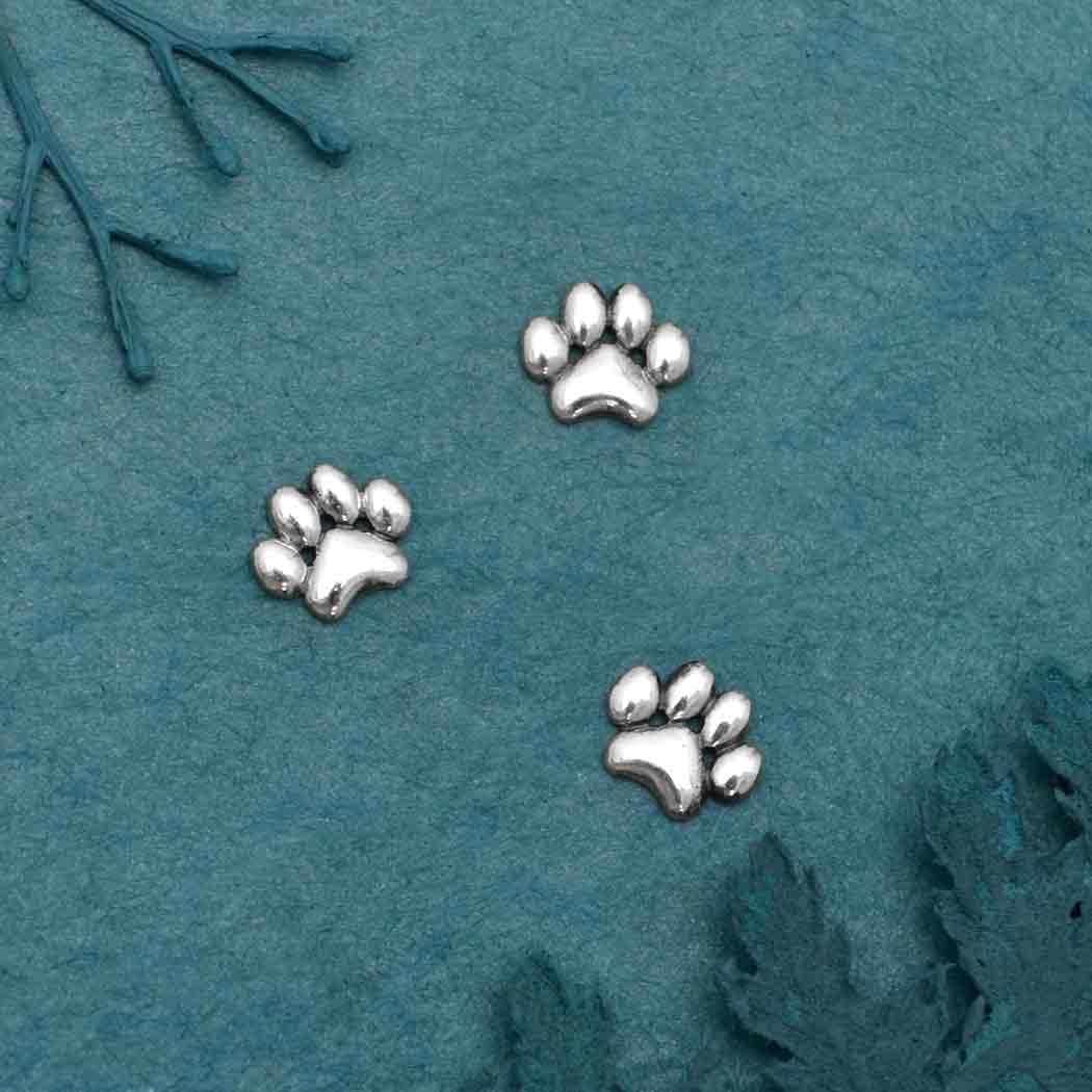 Sterling Silver Puffy Paw Print Solderable Charm