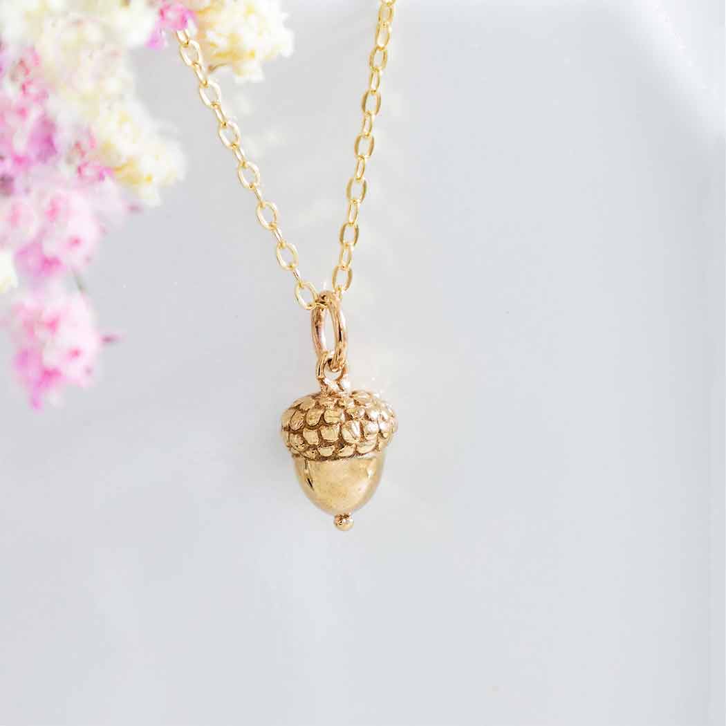 Bronze Acorn Necklace with Gold Fill Chain - Poppies Beads N' More 