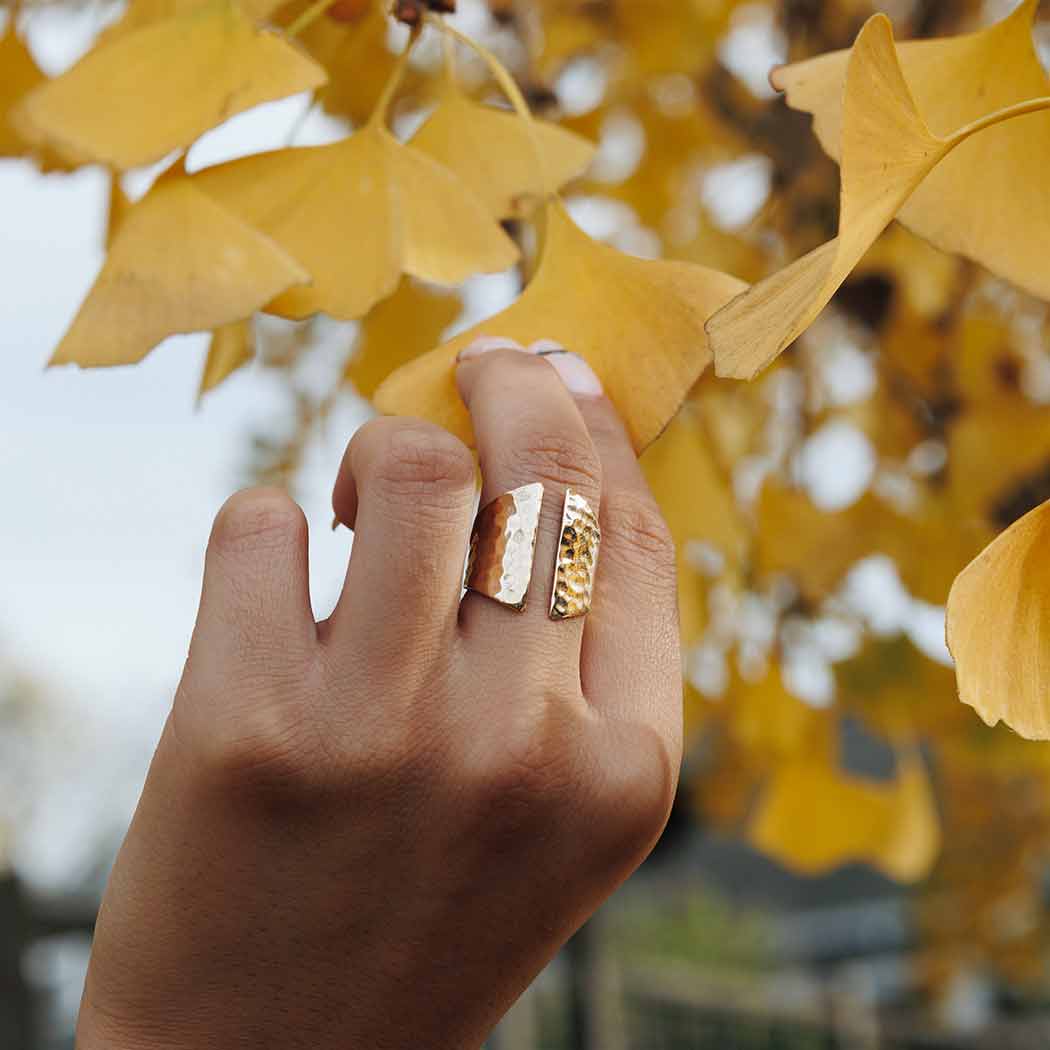 Adjustable Hammered Shield Ring