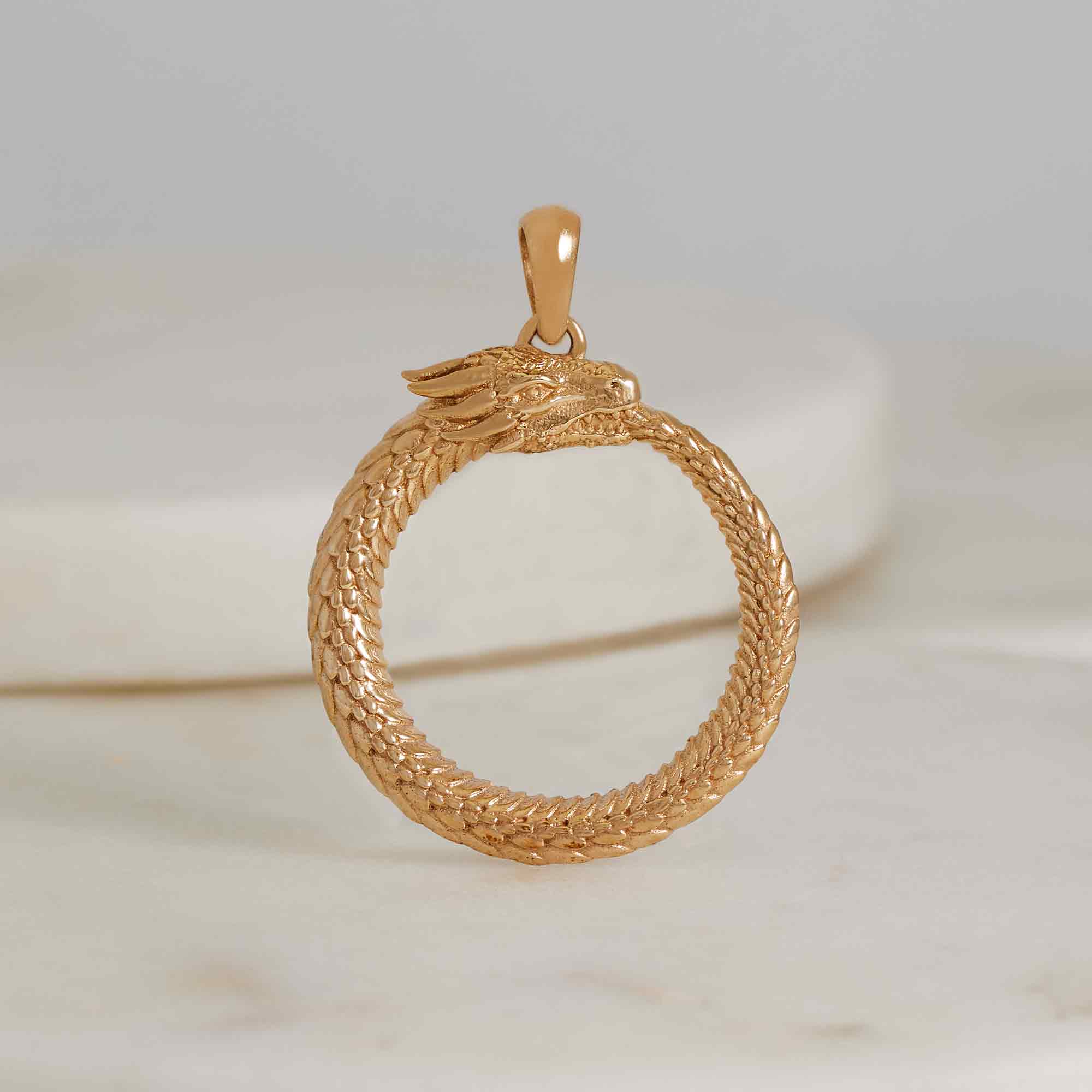 Bronze Dragon Ouroboros Pendant - Poppies Jewelry