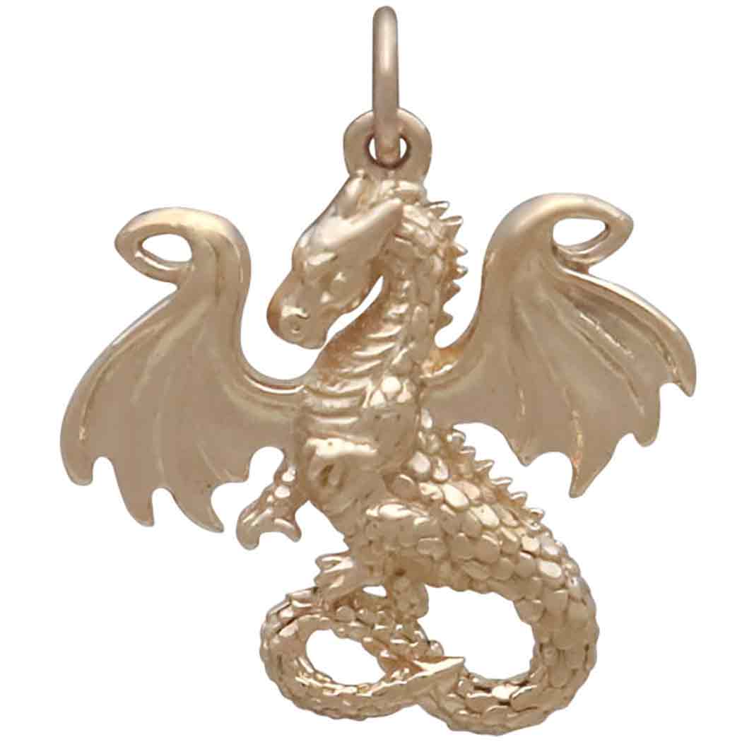 Bronze Fairy Tale Dragon Charm - Poppies Jewelry