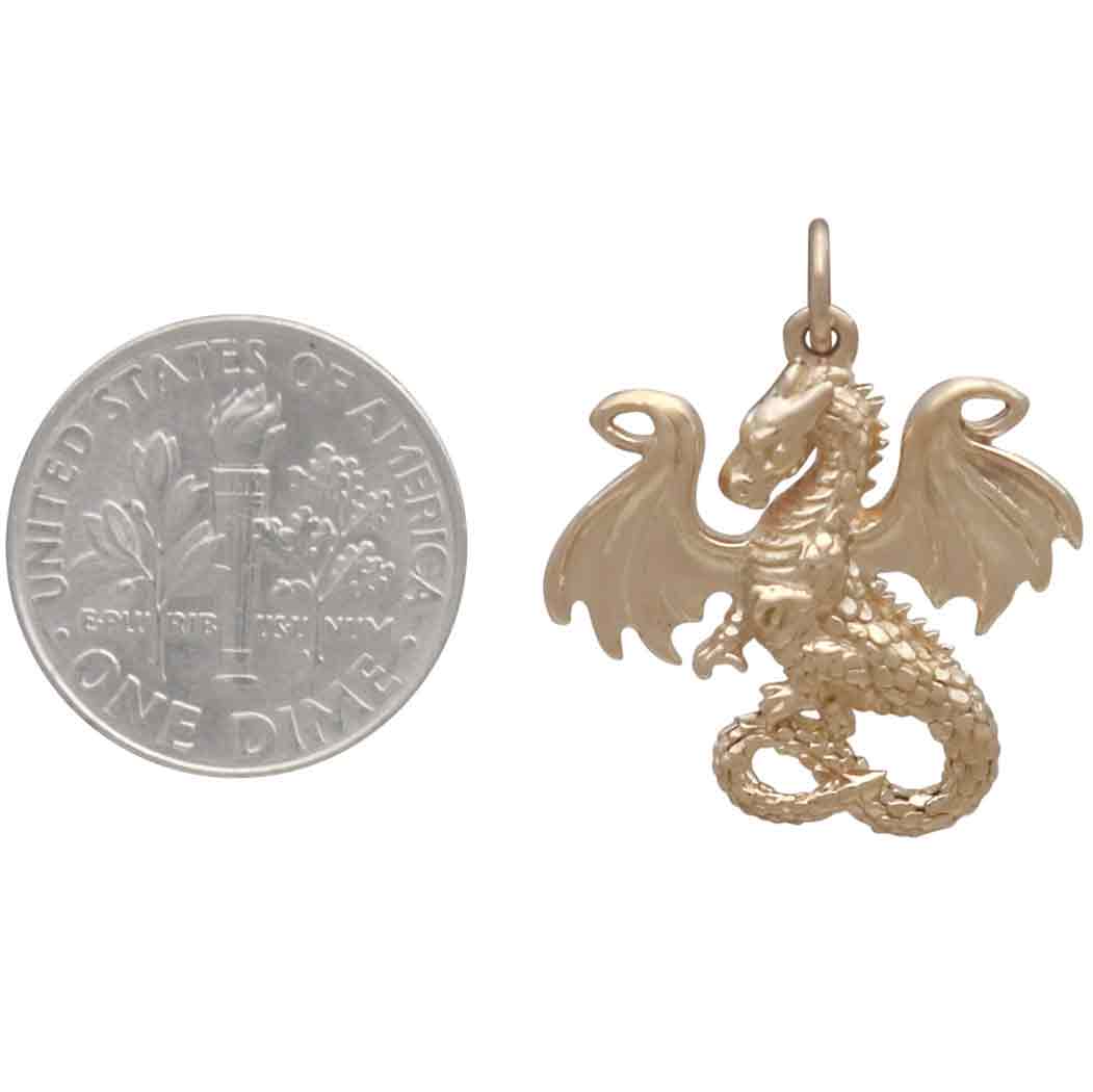 Bronze Fairy Tale Dragon Charm - Poppies Jewelry