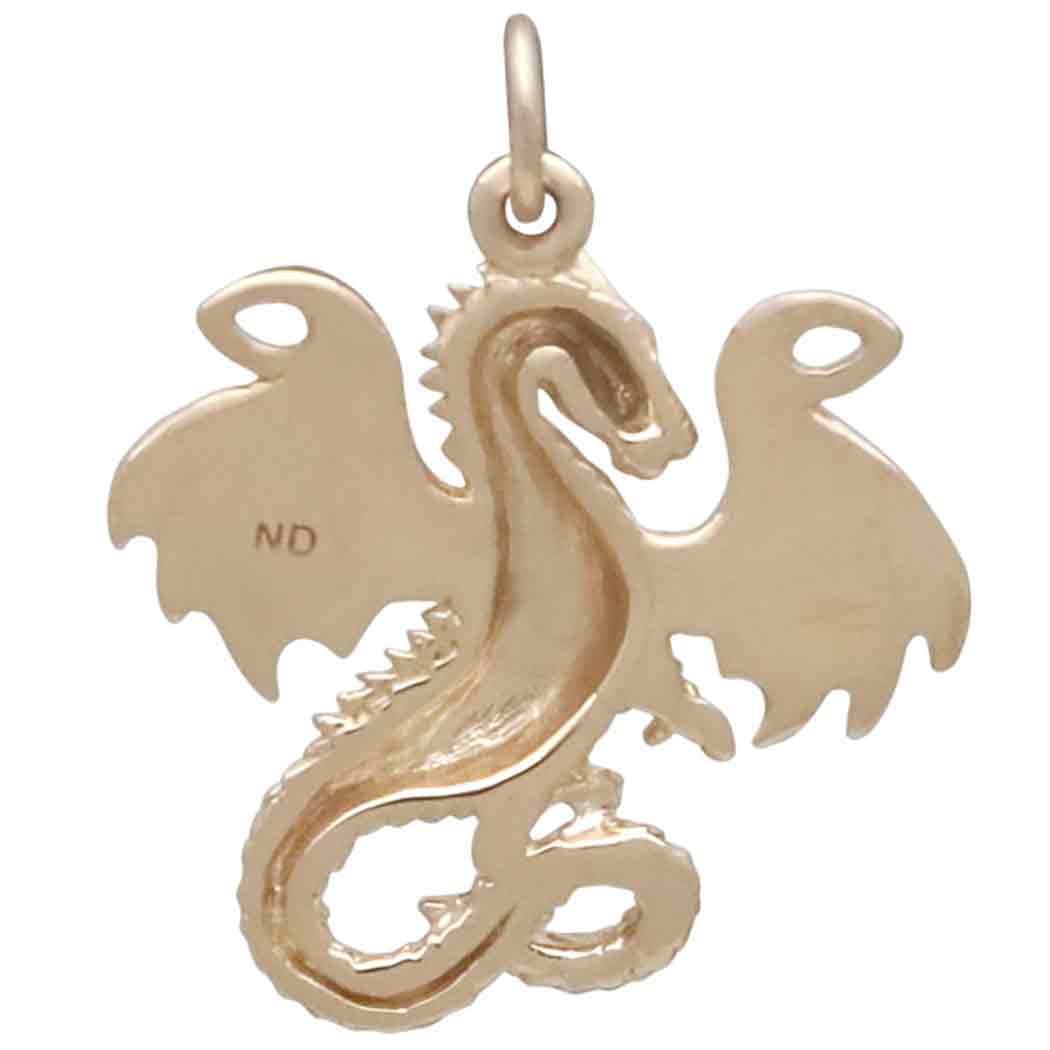 Bronze Fairy Tale Dragon Charm - Poppies Jewelry