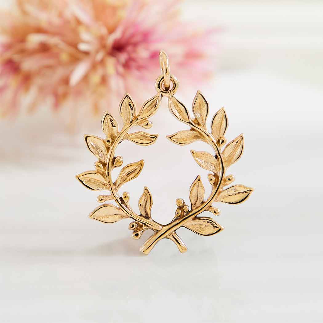 Bronze  Laurel Wreath Pendant - Poppies Beads N' More 