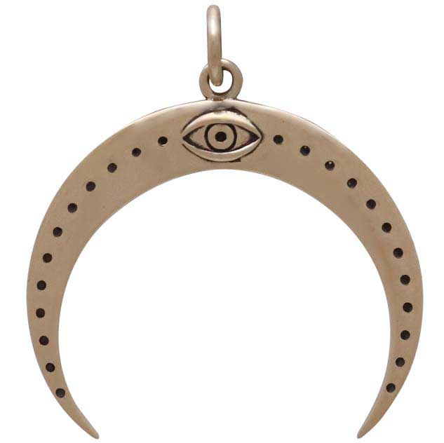 Bronze Moon Pendant with All Seeing Eye