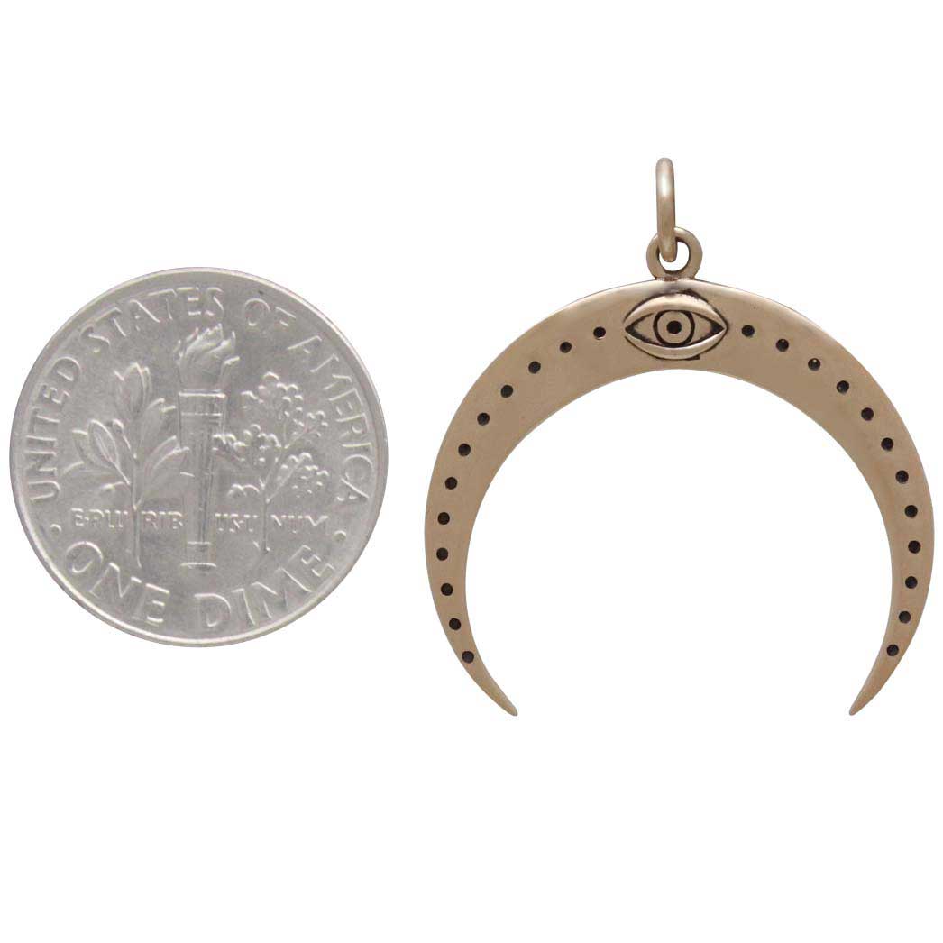 Bronze Moon Pendant with All Seeing Eye