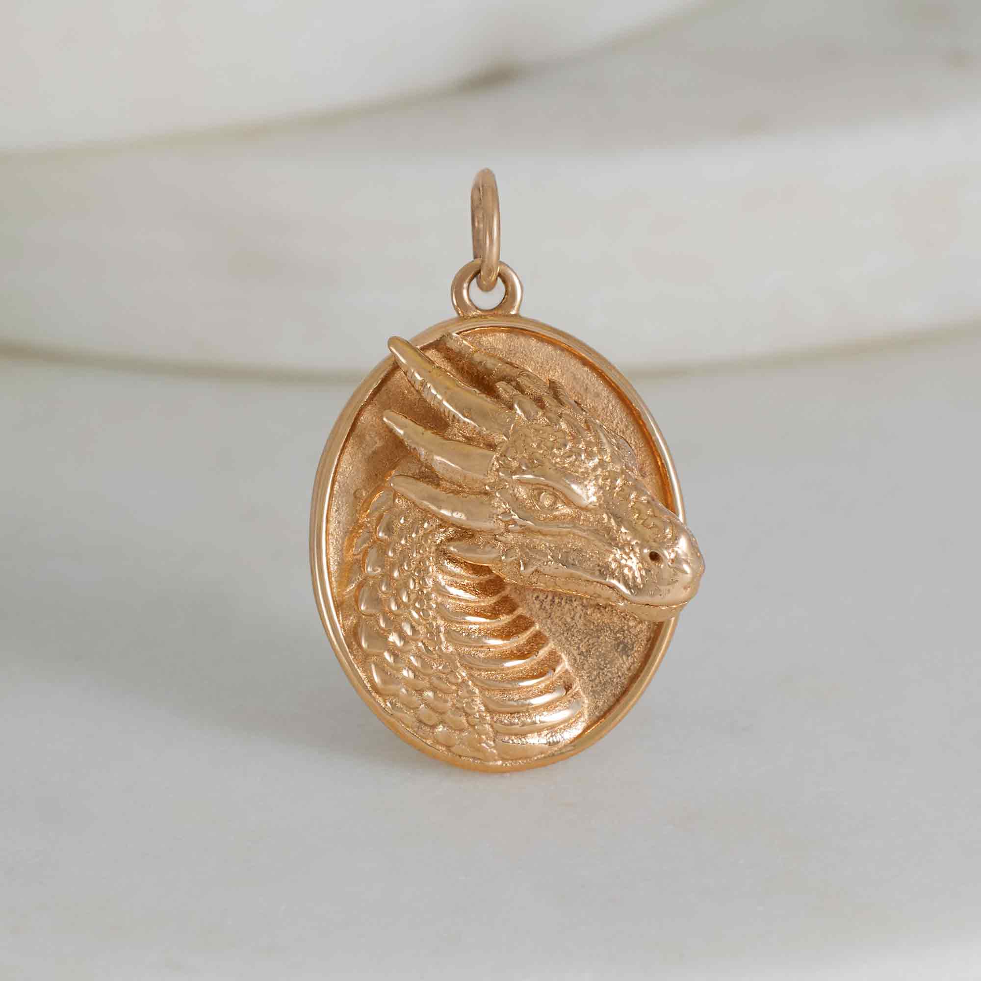 Sterling Silver Oval Dragon Pendant