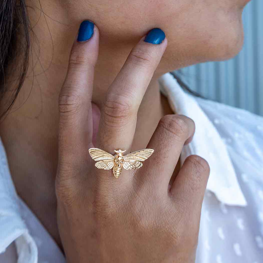 Bronze Realistic Deaths Head Moth Ring - Poppies Beads N' More