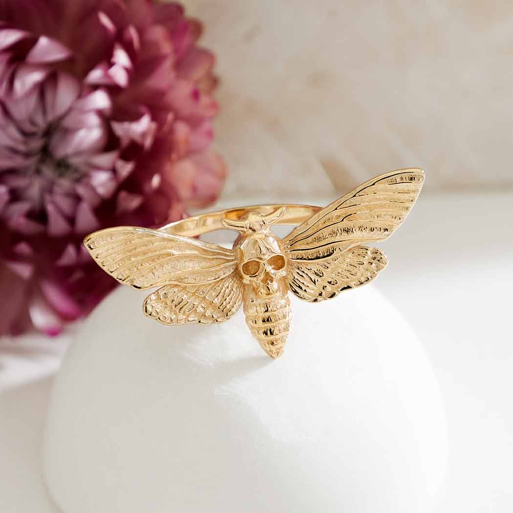 Bronze Realistic Deaths Head Moth Ring - Poppies Beads N' More