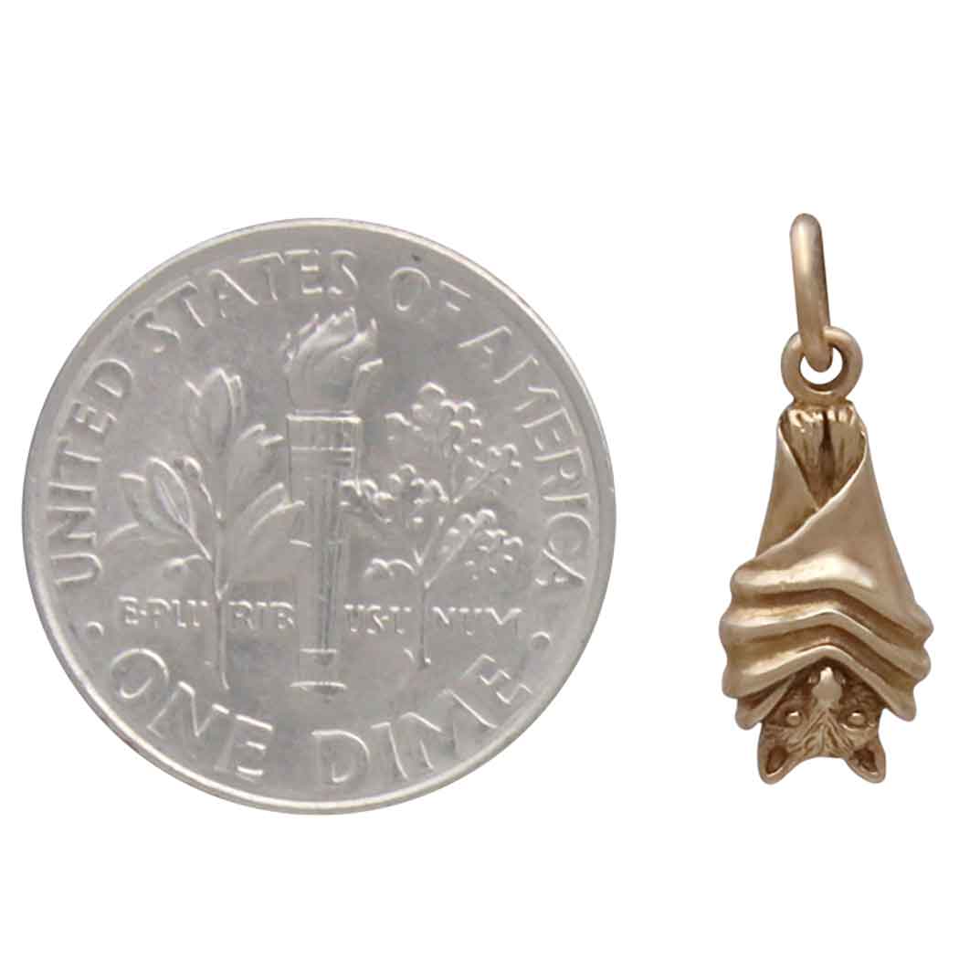 Bronze  Small Hanging Bat Charm - Tia Tynette Designs