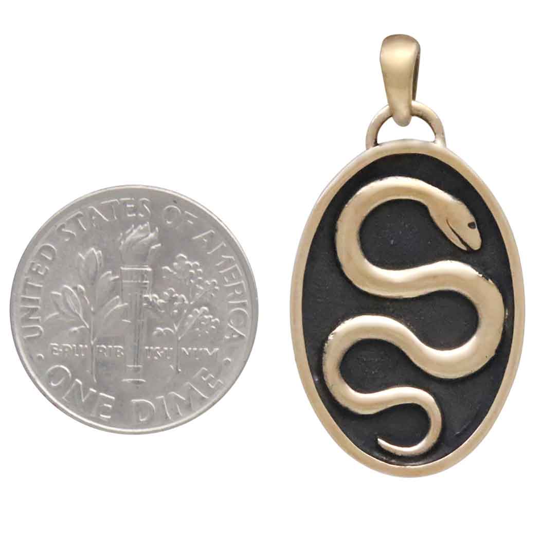 Bronze Snake in Shadowbox Pendant - Tia Tynette Designs