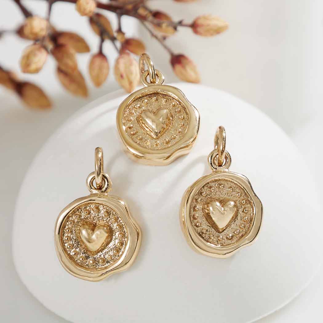 Bronze Wax Seal Heart Charm - Tia Tynette Designs