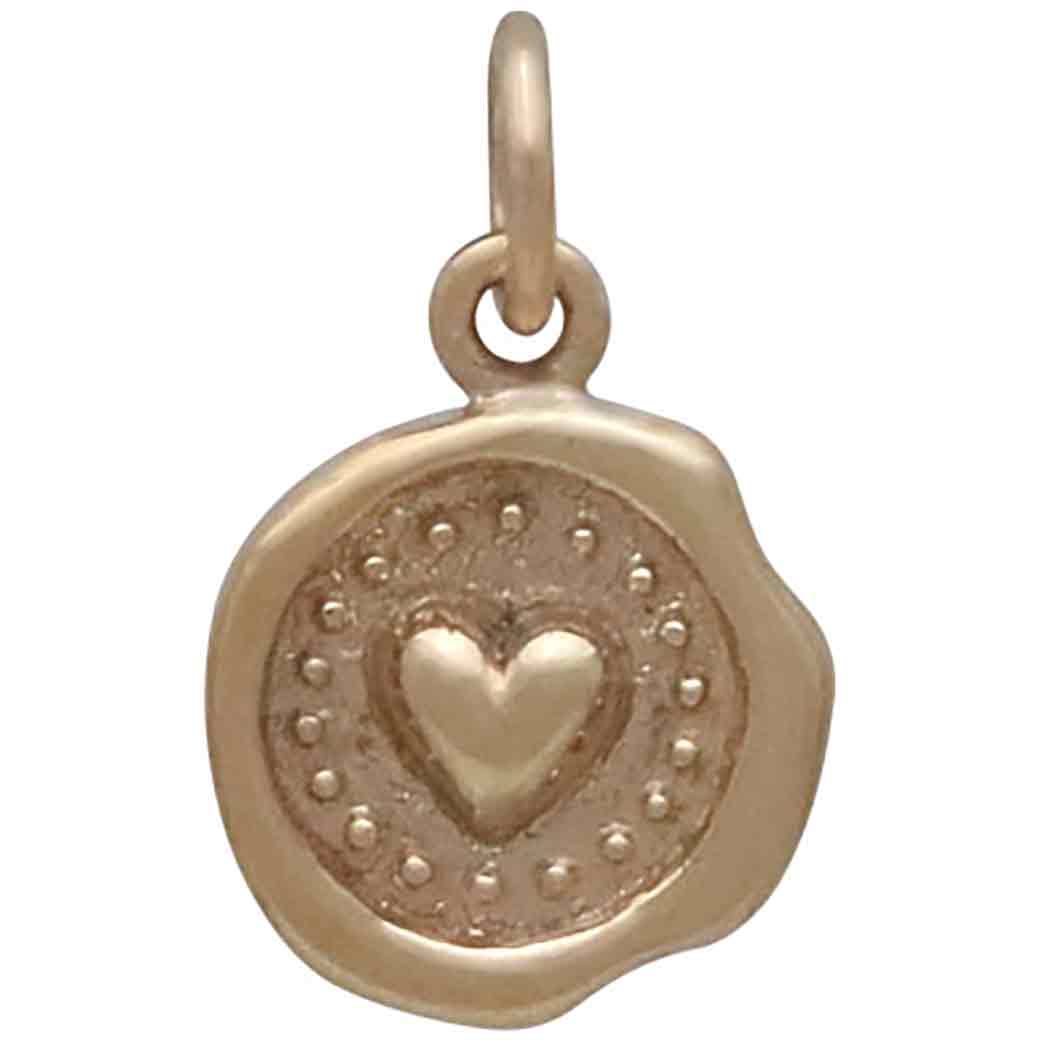 Bronze Wax Seal Heart Charm - Tia Tynette Designs