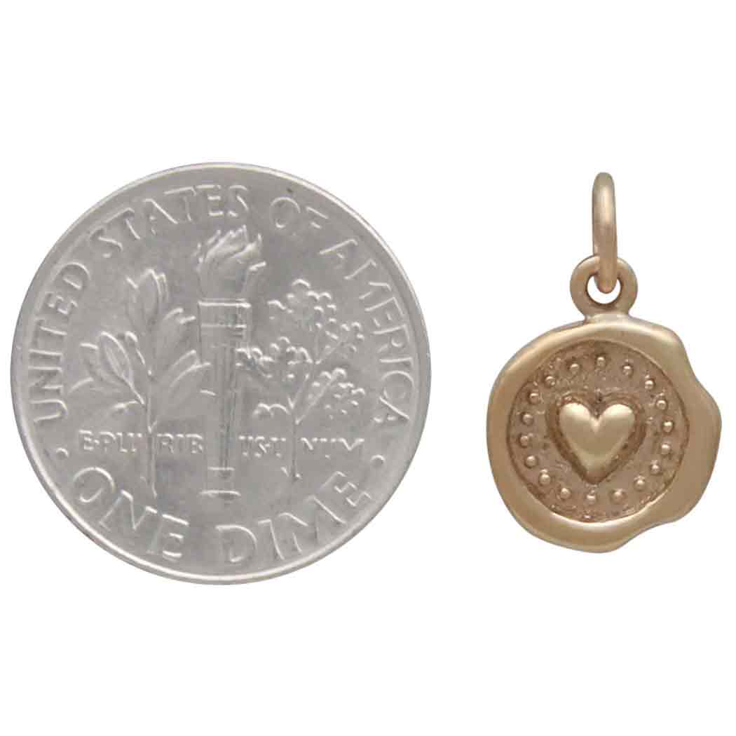 Bronze Wax Seal Heart Charm - Tia Tynette Designs