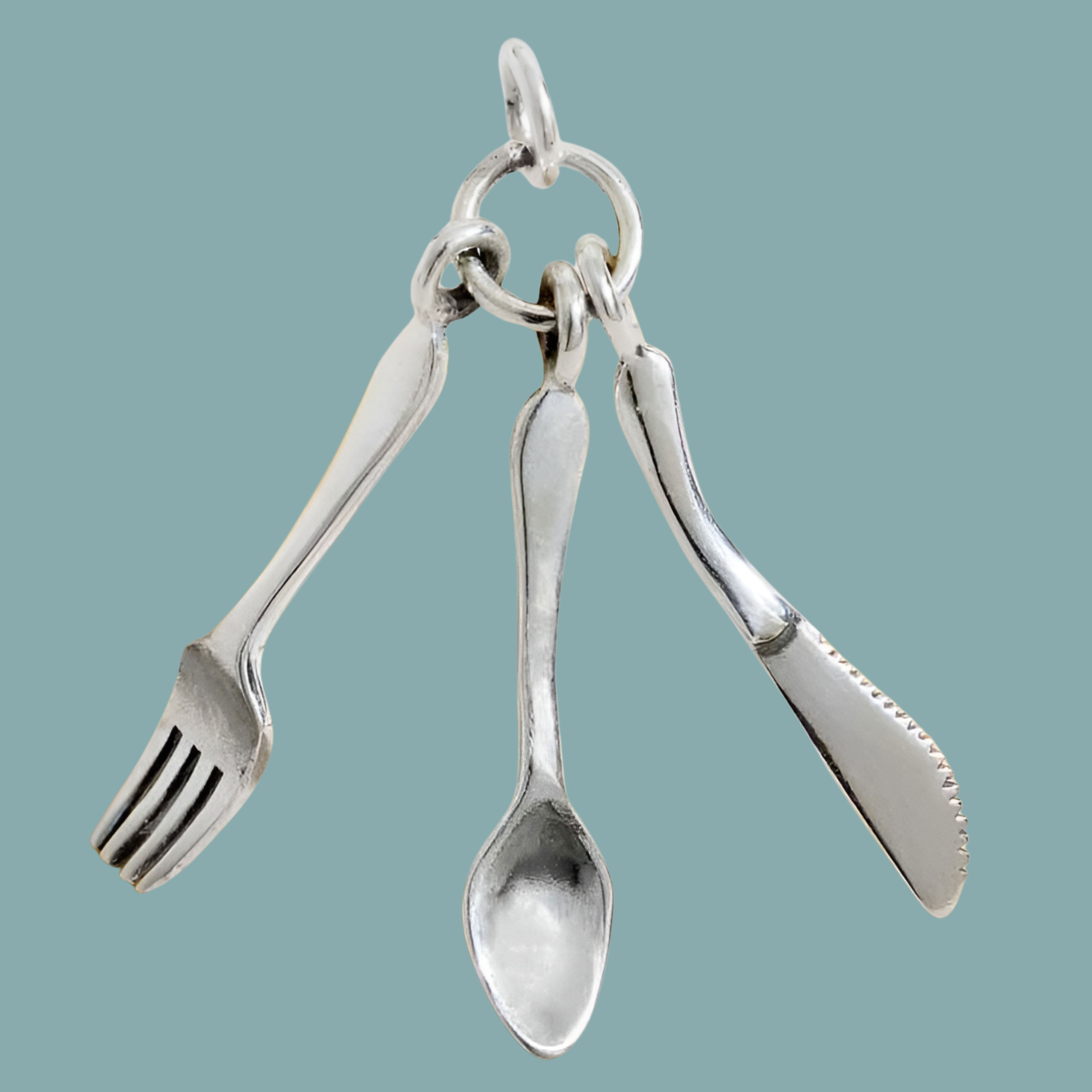 Sterling Silver Knife Spoon and Fork Charm