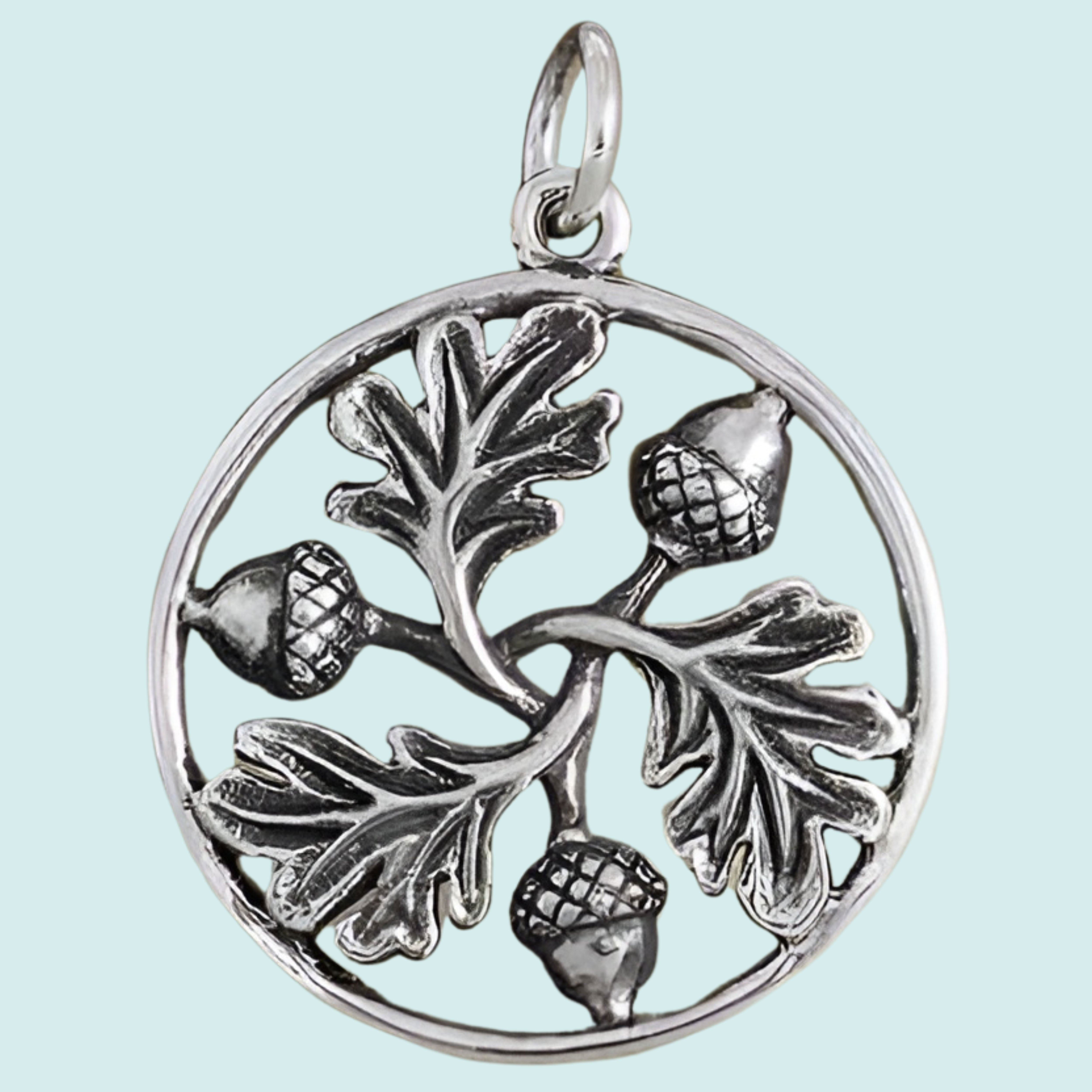 Sterling Silver Oak Leaf and Acorn Mandala Charm
