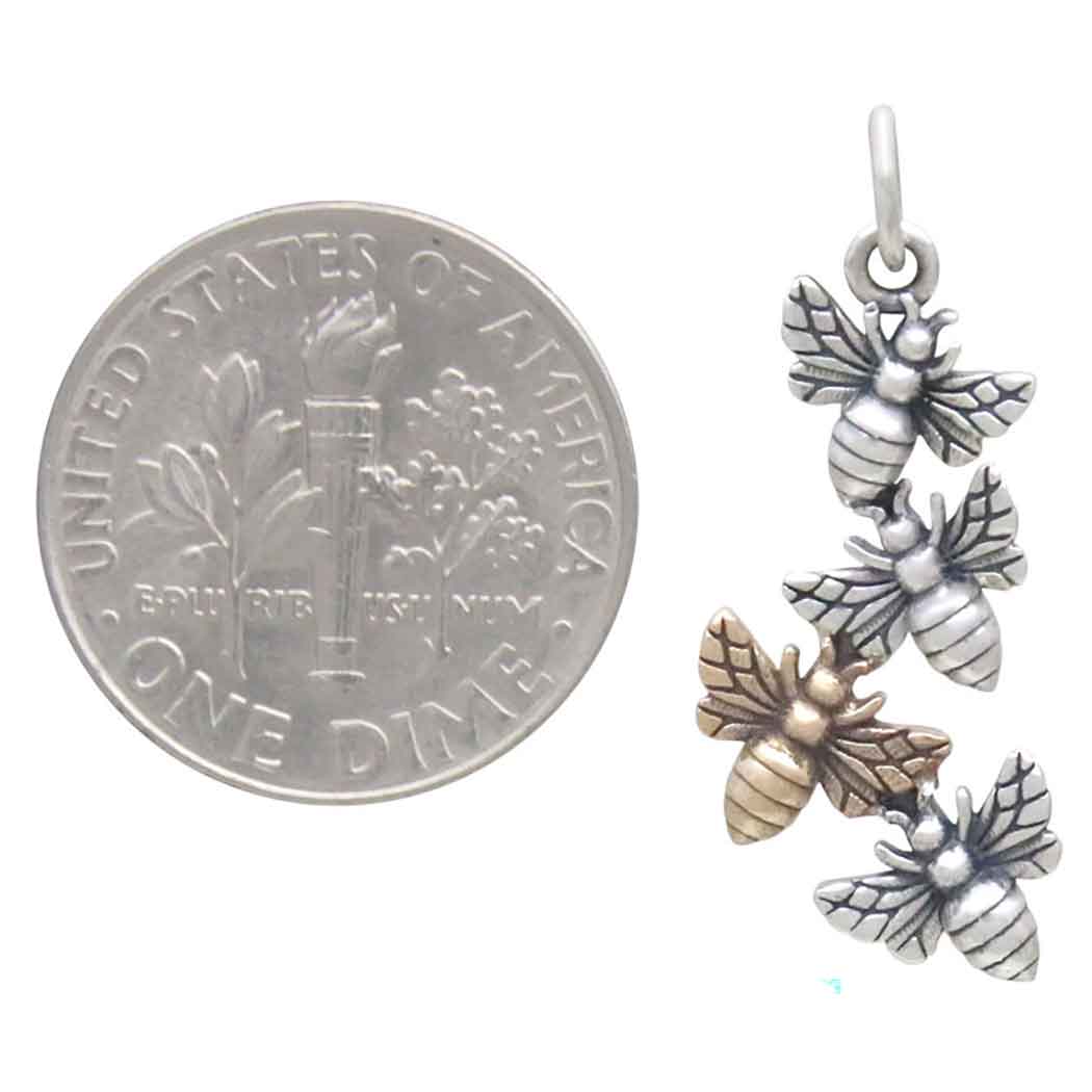 Mixed Metal Bee Cluster Charm