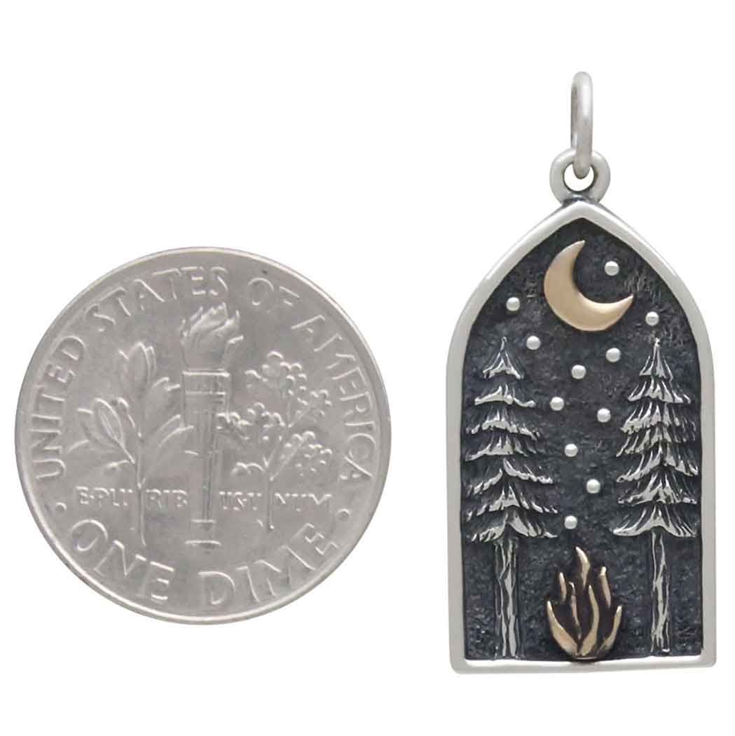 Mixed Metal Bonfire and Forest Pendant