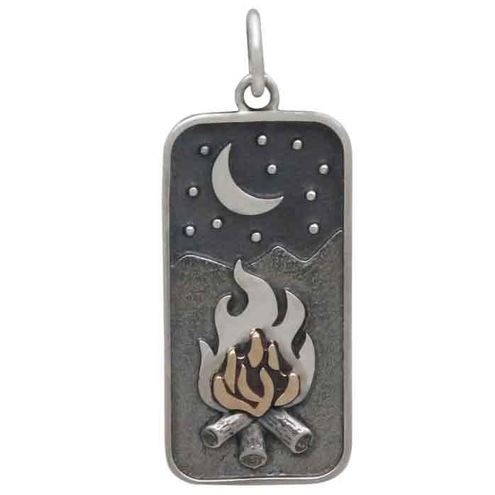 Mixed Metal Campfire under the Moon Charm