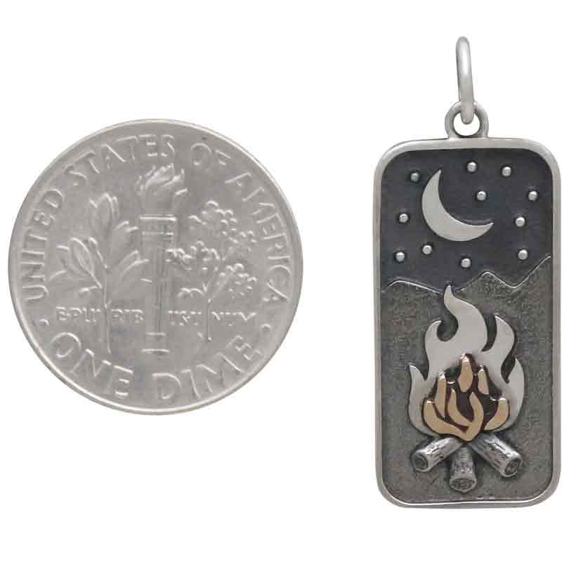 Mixed Metal Campfire under the Moon Charm