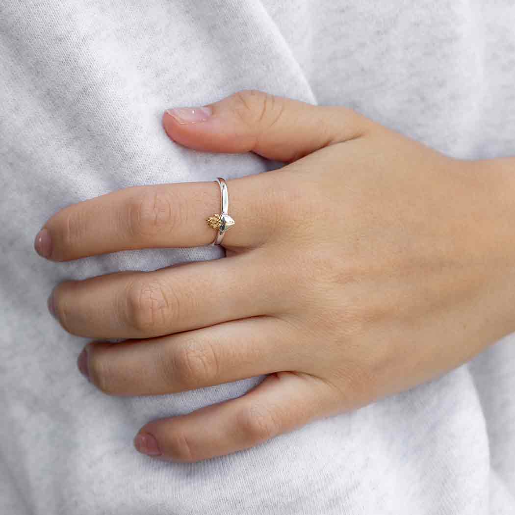 Mixed Metal Flaming Heart Ring - Poppies Beads N' More 