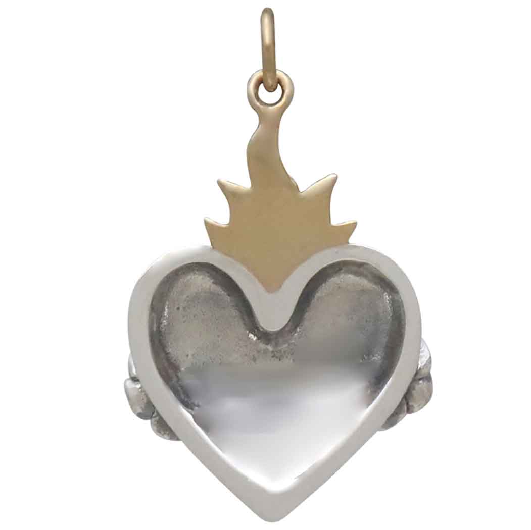 Mixed Metal Immaculate Heart of Mary Pendant - Poppies Jewelry