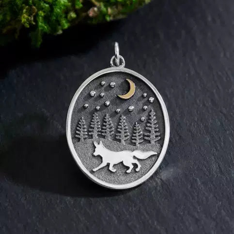 Mixed Metal Running Fox in Meadow Charm