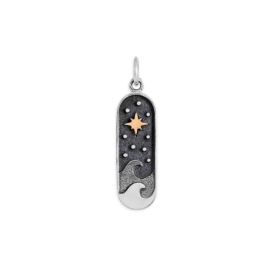 Mixed Metal Waves and North Star Layered Pendant - Poppies Jewelry
