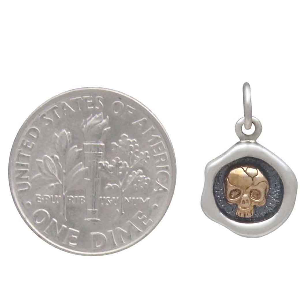 Mixed Metal Wax Seal Skull Charm - Poppies Beads N' More