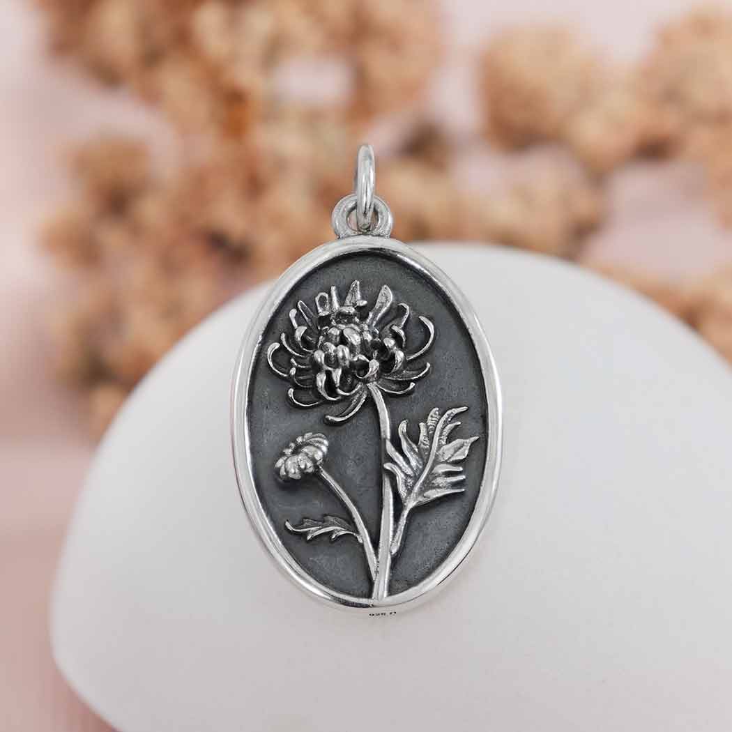 Silver Chrysanthemum Charm - November Birthflower - Tia Tynette Designs