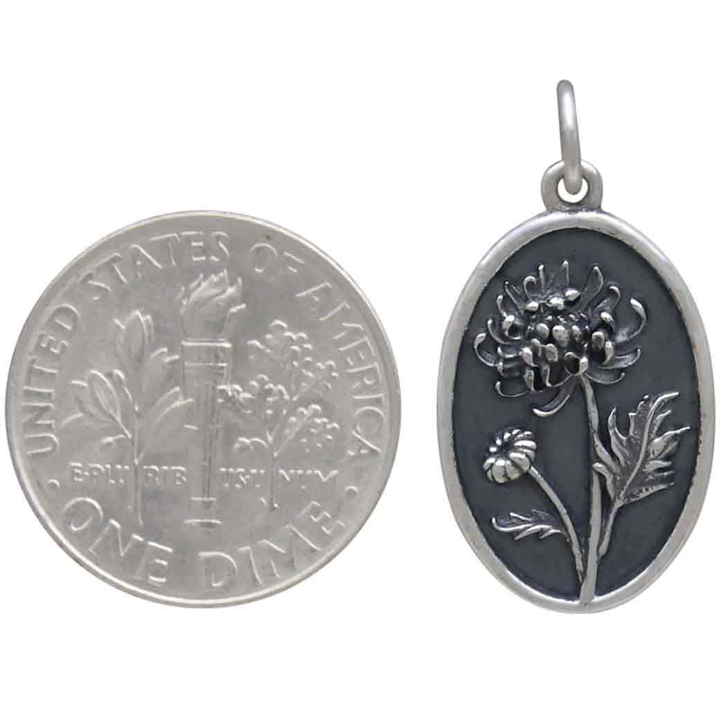 Silver Chrysanthemum Charm - November Birthflower - Tia Tynette Designs