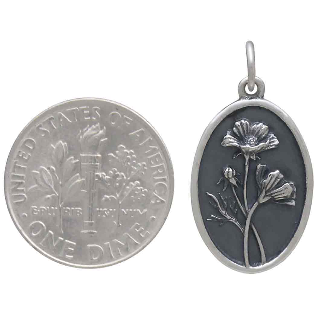 Silver Cosmo Charm - October Birthflower - Tia Tynette Designs