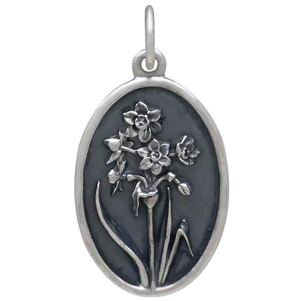 Silver Narcissus Charm - December Birthflower