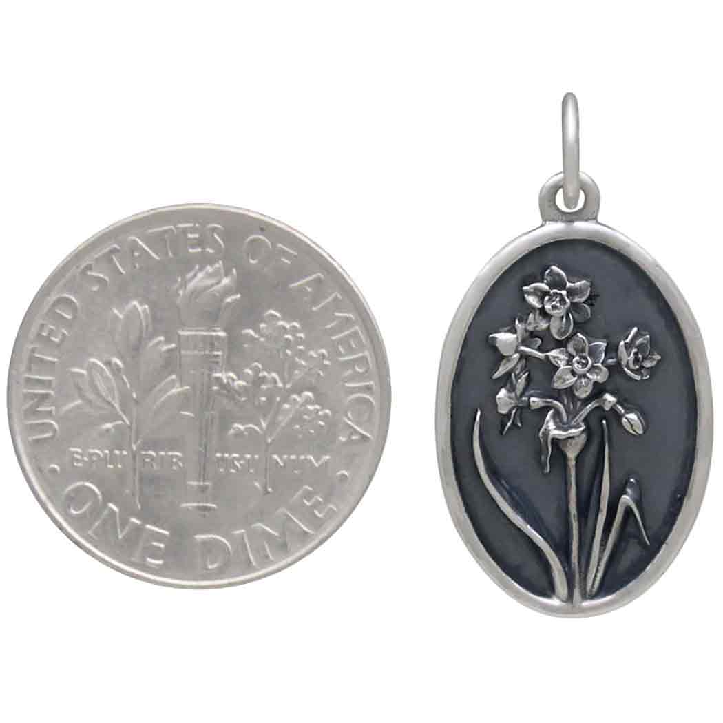 Silver Narcissus Charm - December Birthflower