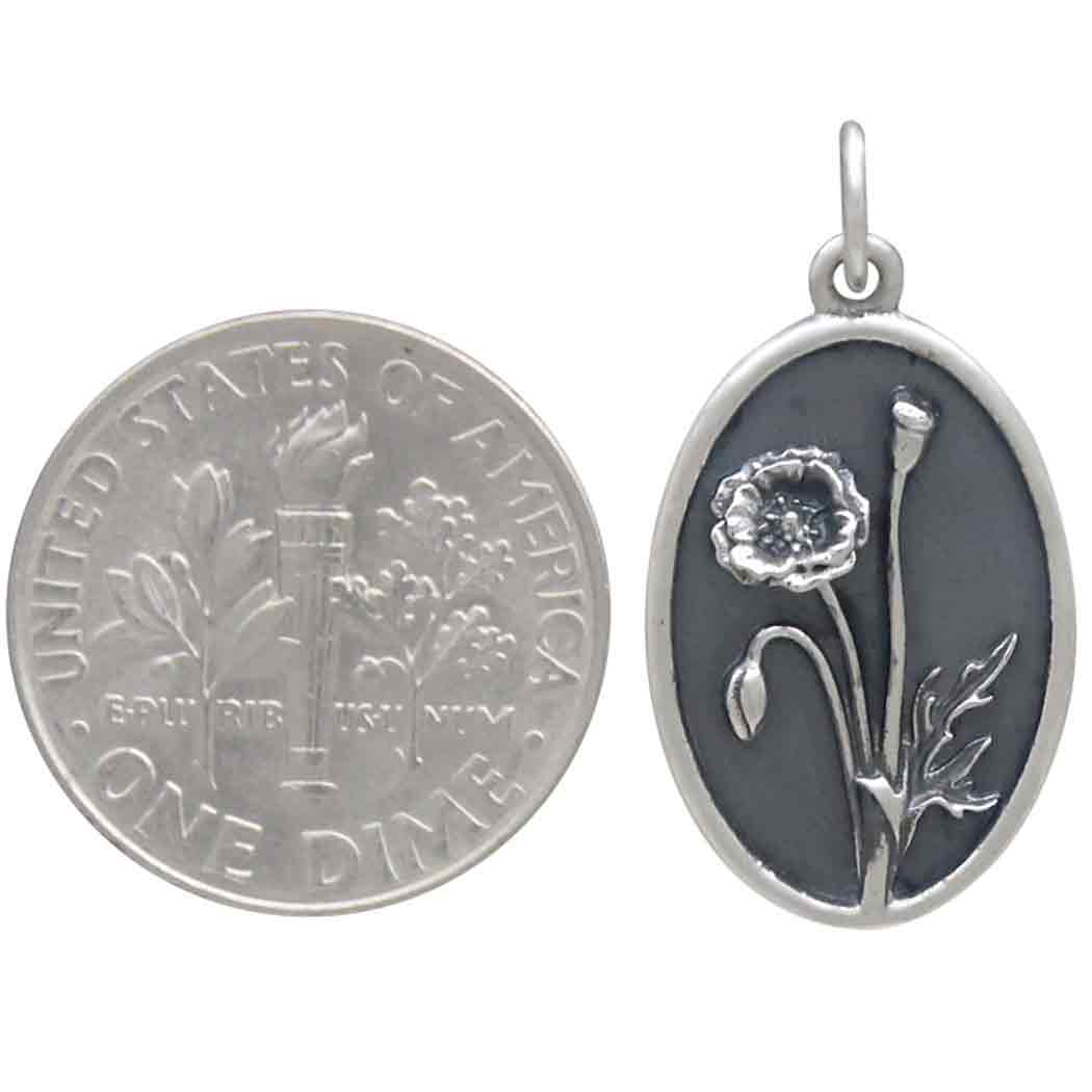 Silver Poppy Charm - August Birthflower - Tia Tynette Designs