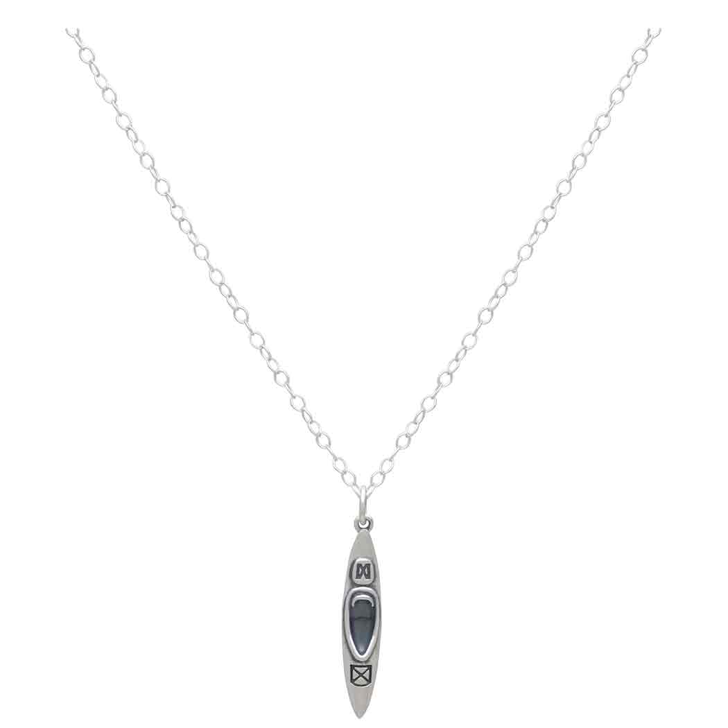 Sterling Silver 18" Inch Kayak Charm Necklace