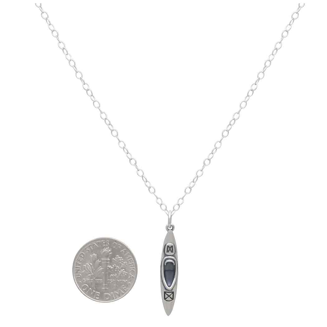 Sterling Silver 18" Inch Kayak Charm Necklace