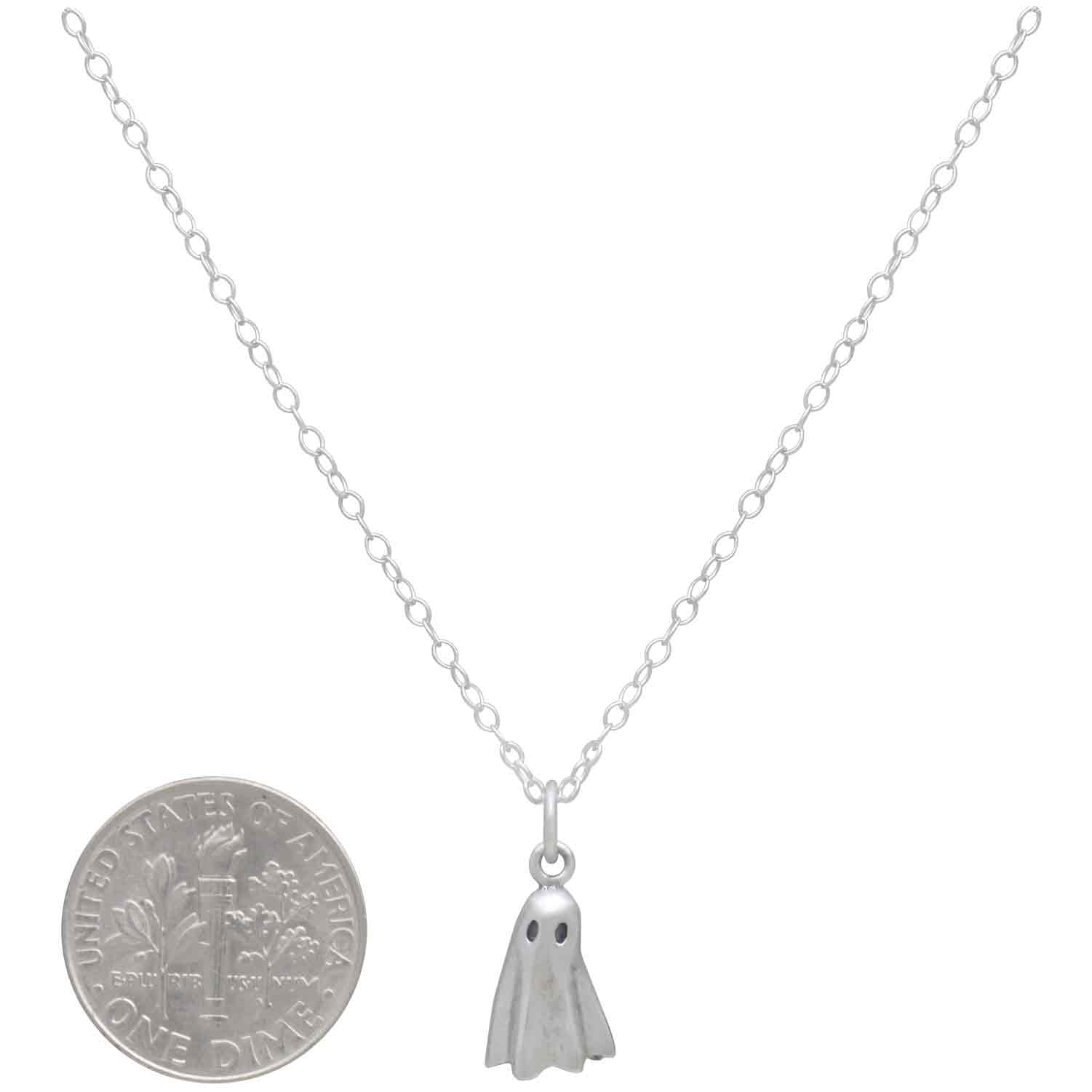 3D Ghost 18" Necklace - Sterling Silver