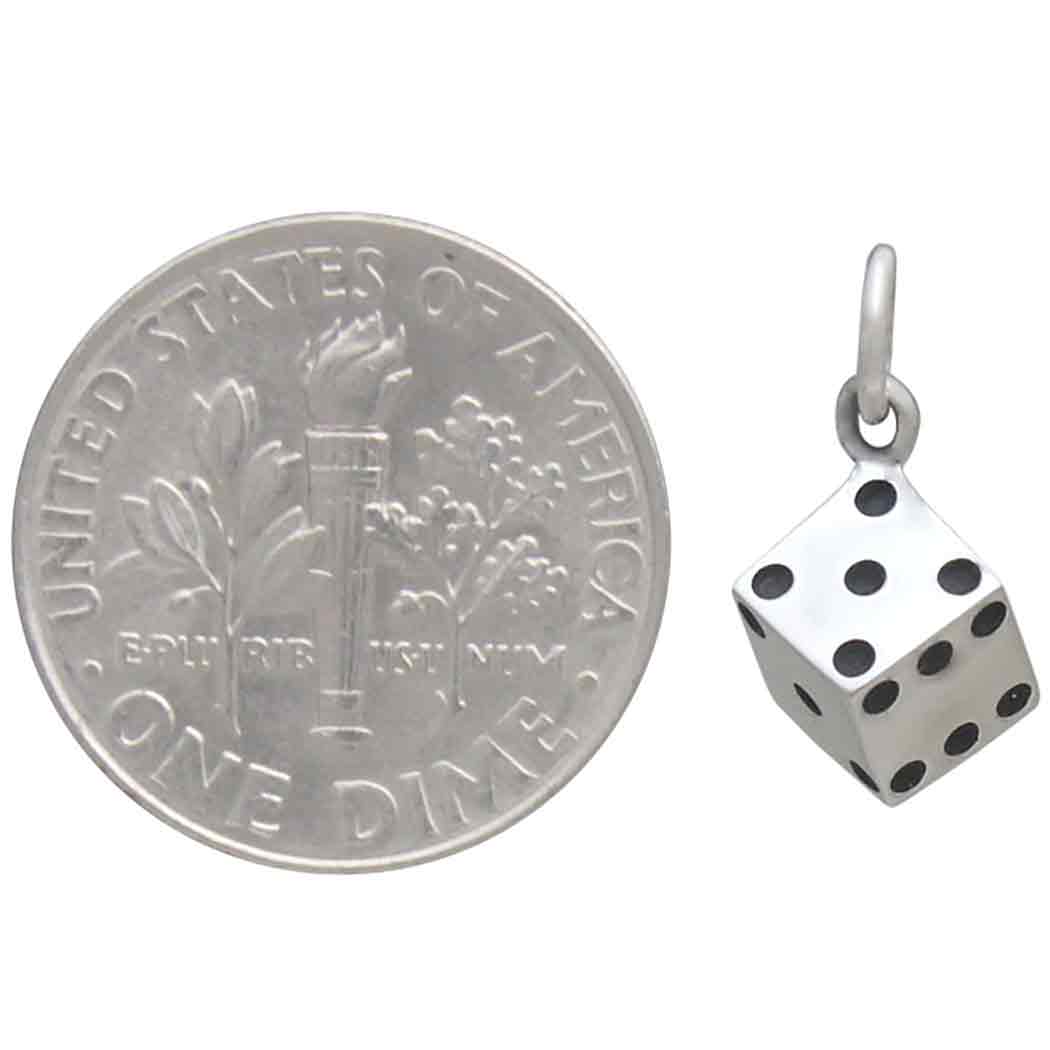 Sterling Silver 3D Dice Charm