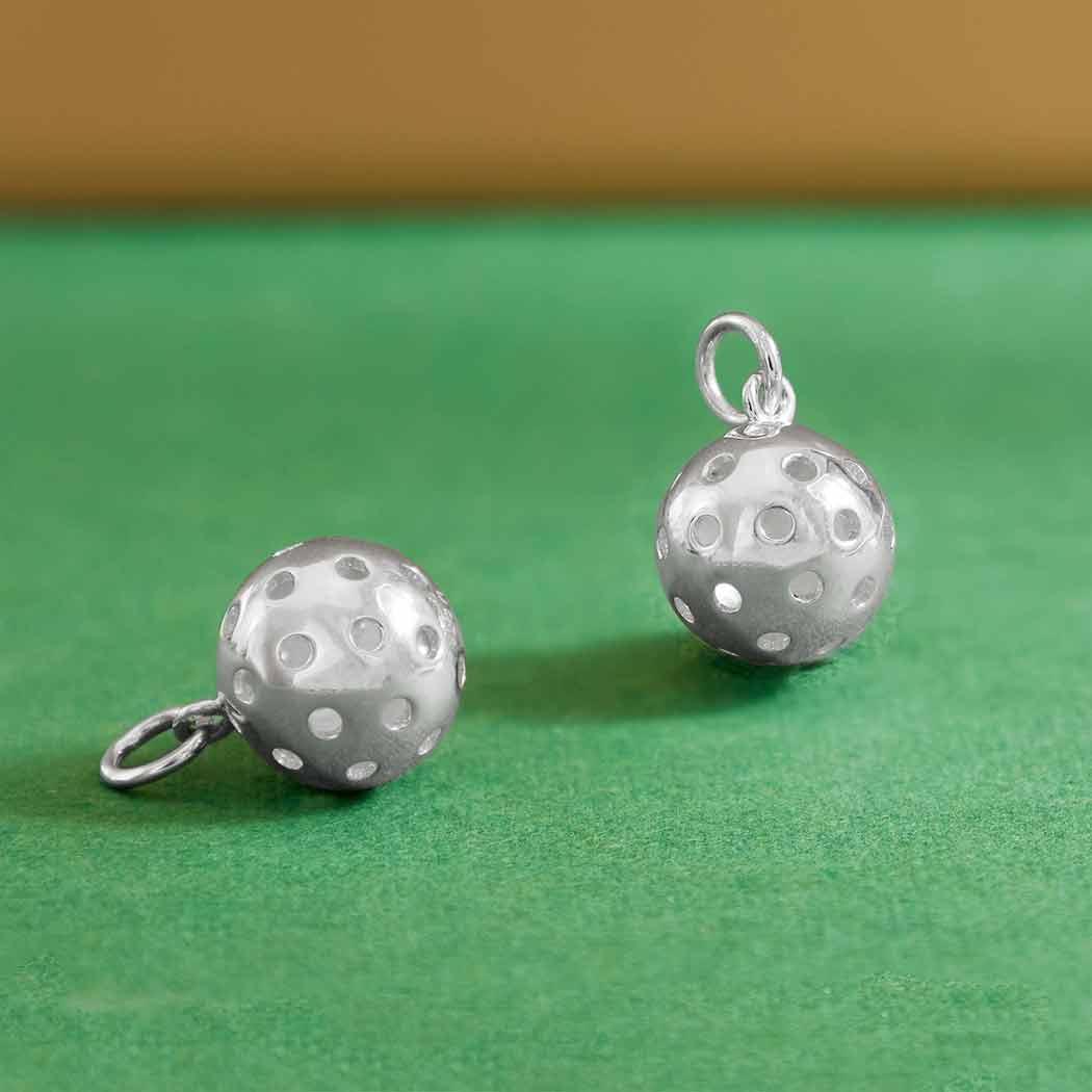 Sterling Silver 3D Pickleball Charm - Poppies Beads N' More