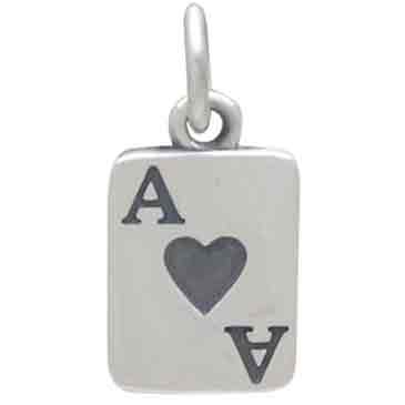 Sterling Silver Ace of Hearts Playing Card Charm