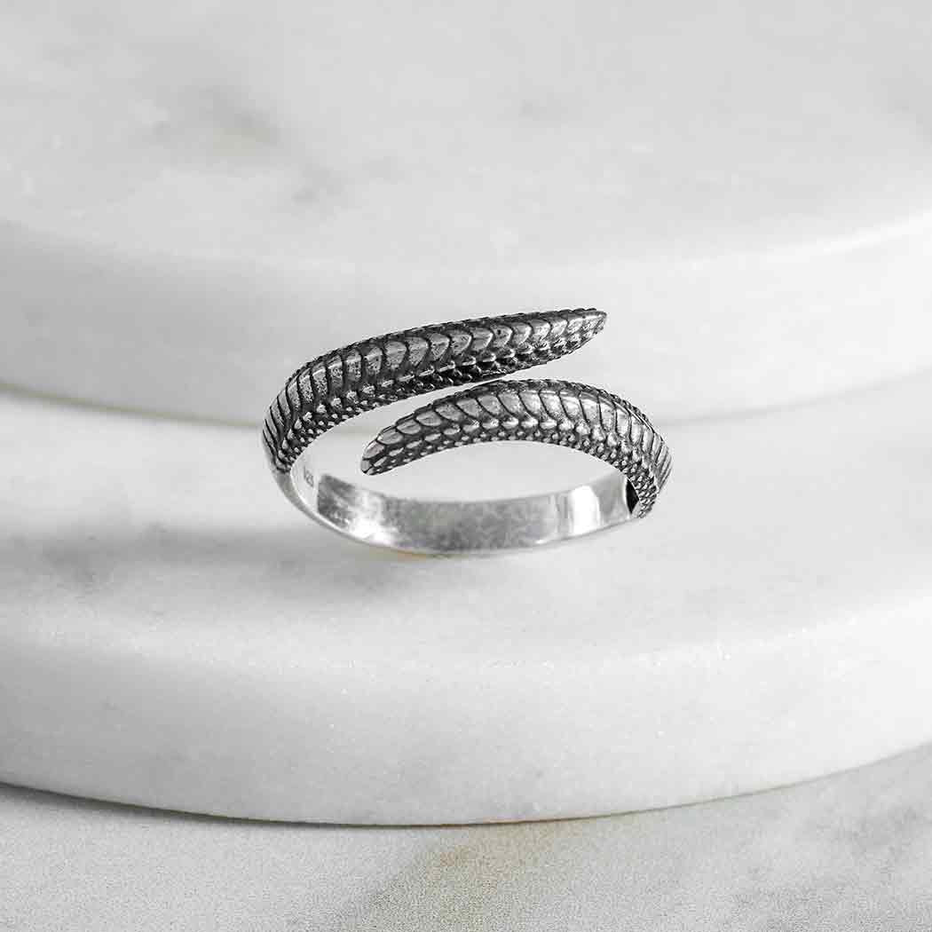 Sterling Silver Adjustable Dragon Scale Ring - Poppies Jewelry