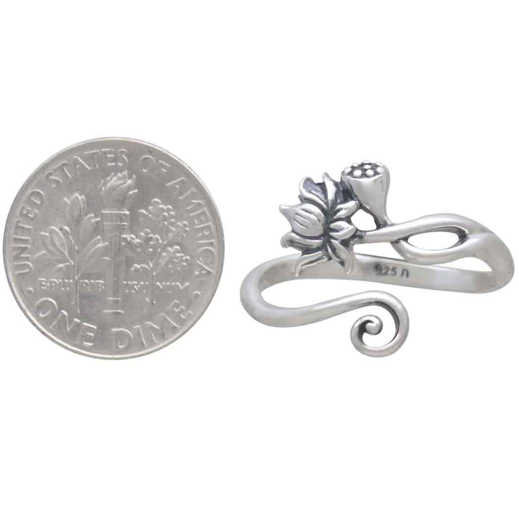 Sterling Silver Adjustable Lotus Ring - Poppies Jewelry