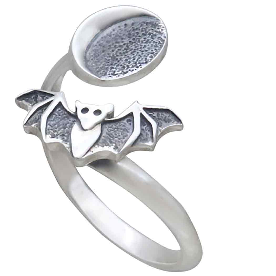 Adjustable Moon and Bat Ring