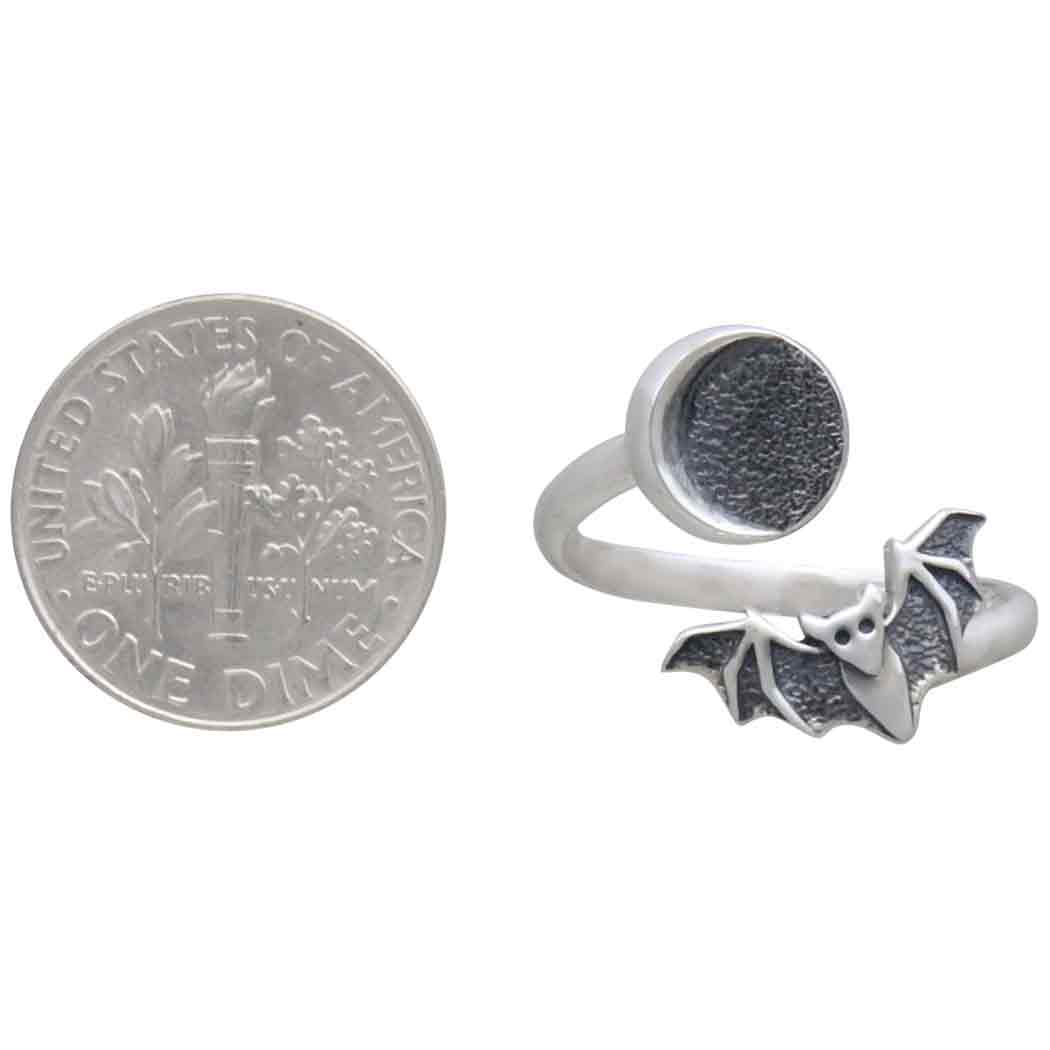 Adjustable Moon and Bat Ring