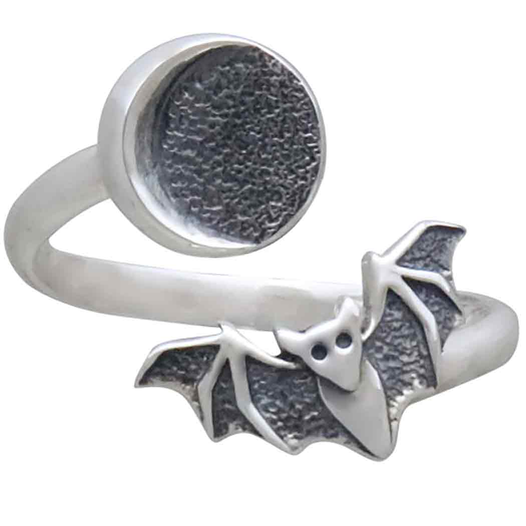 Adjustable Moon and Bat Ring