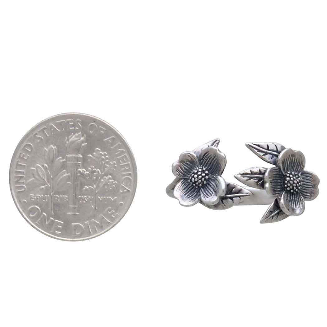 Sterling Silver Adjustable Two Flower Dogwood Ring - Poppies Beads N' More