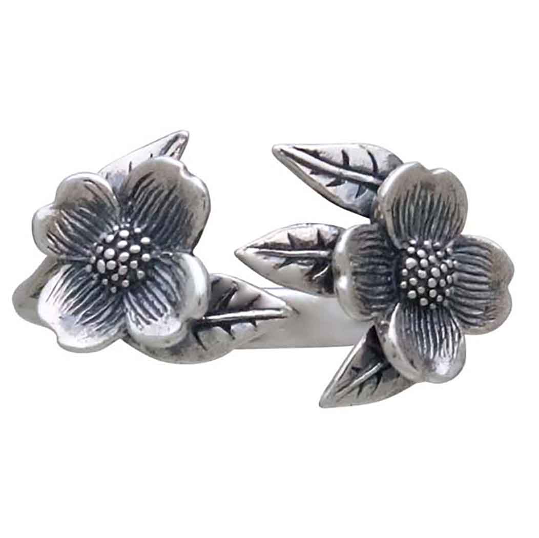 Sterling Silver Adjustable Two Flower Dogwood Ring - Poppies Beads N' More