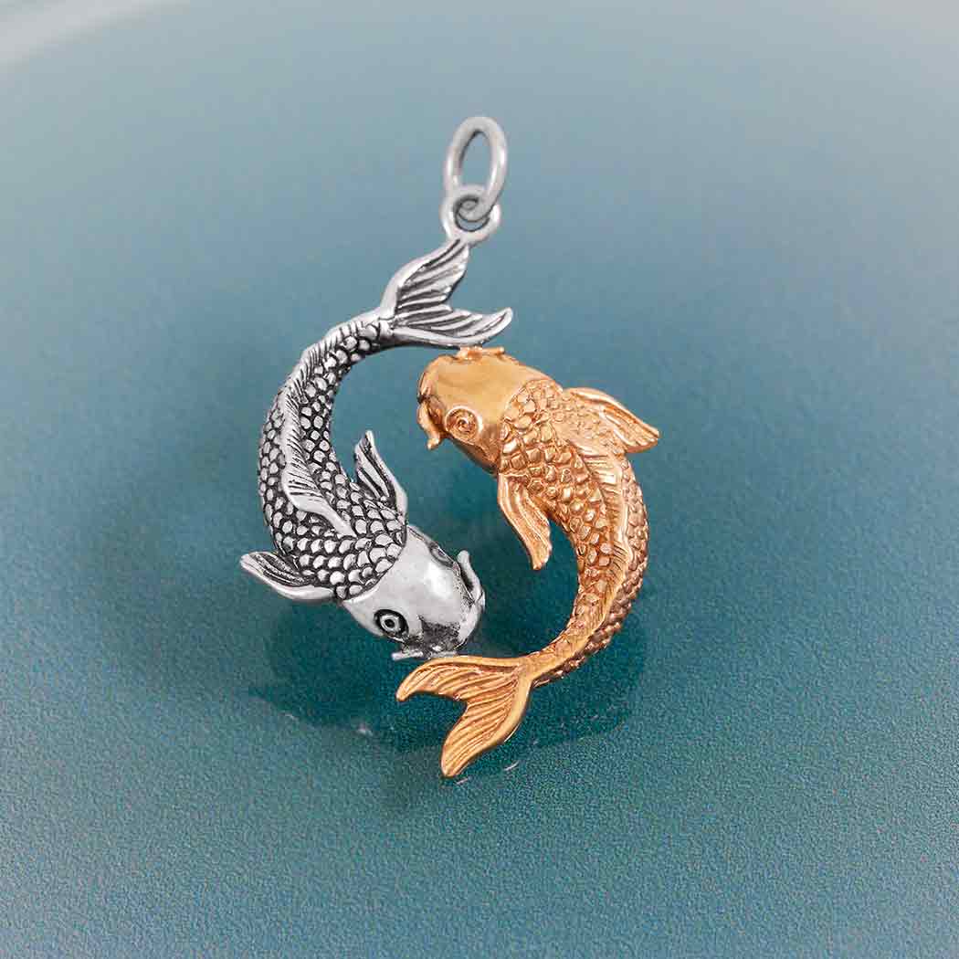 Mixed Metal Double Koi Pendant - Poppies Jewelry
