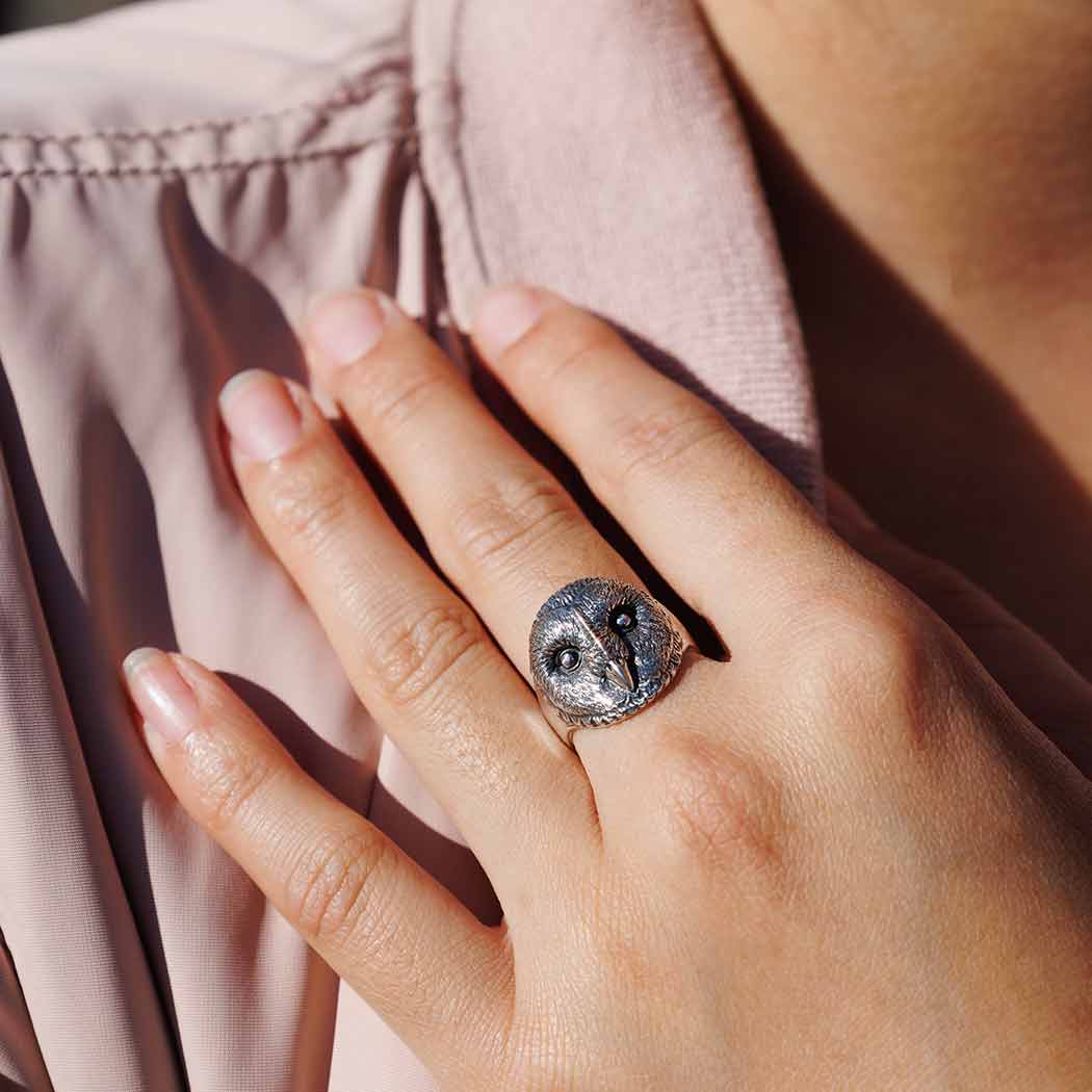 Sterling Silver Barn Owl Ring